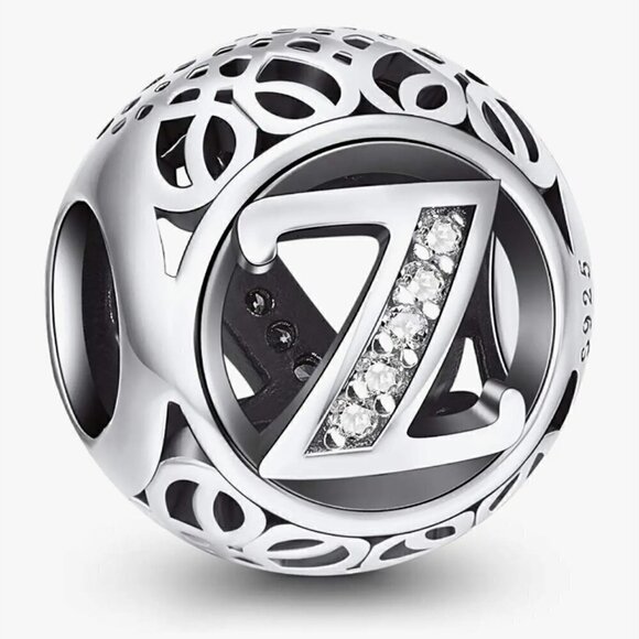 Sterling Silver Vintage Letter Z Charm - Picture 1 of 6